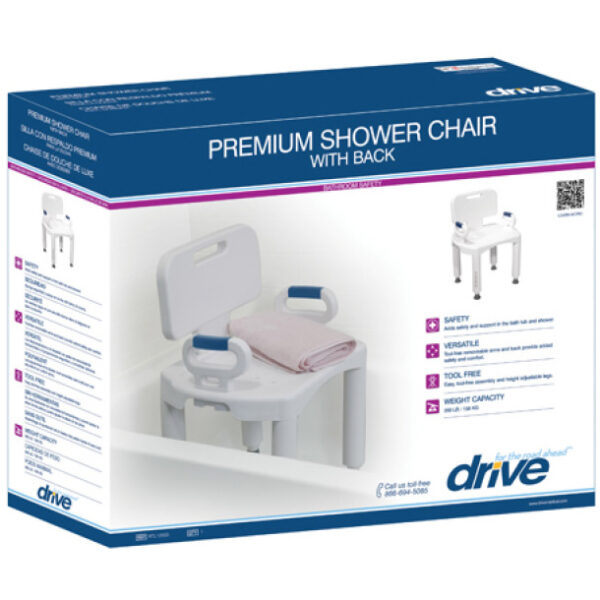 Drive Medical Premium Series Shower Chair with Back and Arms - Image 2